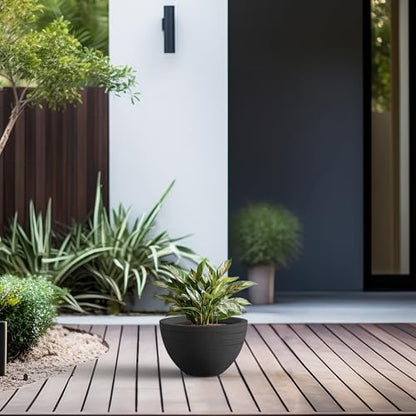 Kante Dark Gray Concrete Planter 11.8" Dia All-Weather Round Small Pot