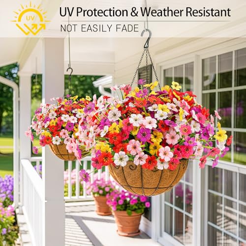 24 Bundles Artificial Flowers for Outdoors, UV Resistant Faux Plants - color: Mix Color 1, size: 24 PCS