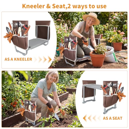 Garden Kneeler and Seat Heavy Duty, Kneeling Bench for Gardening - color: Brown-modle B