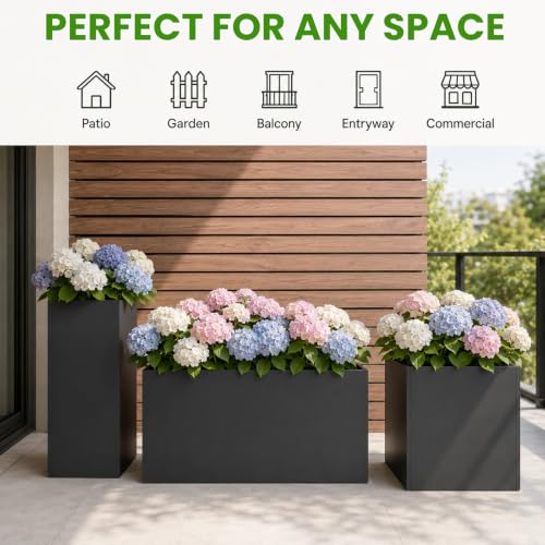 38 Inch Rectangular Outdoor Planter Box, Heavy Duty Galvanized Steel - size: 38 inch