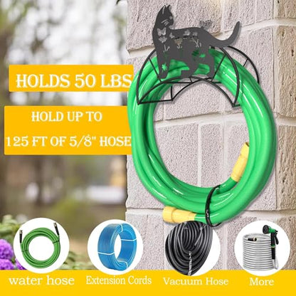 Black Cat Hose Hanger Metal WallMount HeavyDuty 125'5/8"﻿Garden Hose Holder - color: Butterfly Cat﻿ Garden Hose Holder