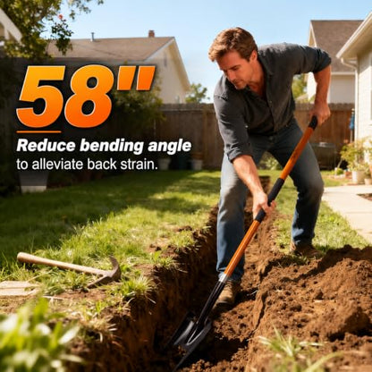 VNIMTI Trench Shovel for Clean Trenches, 4-Inch Trenching Shovel with Fiberglass Handle, 58 Inches