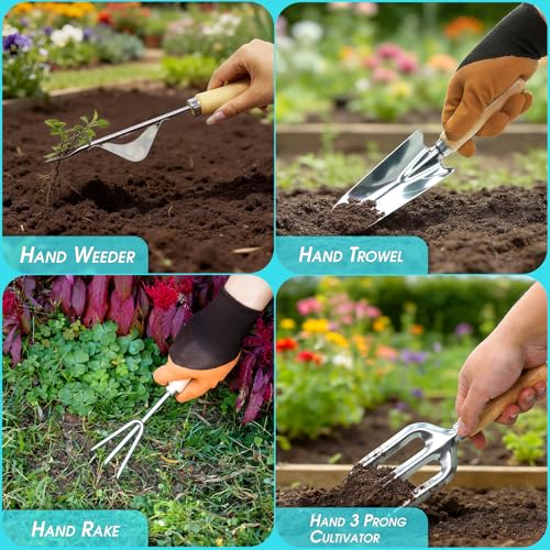 Garden Tool Set, 10 PCS Gardening Tools/Kit for Women,Gardener Gift - color: Blue