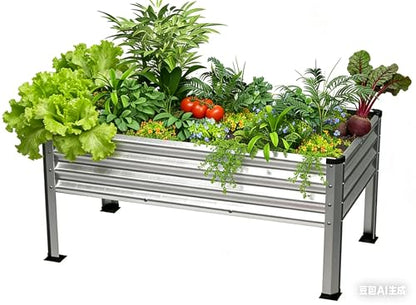 Large Galvanized Raised Garden Bed Outdoor with Legs, Load Capacity 1200LB, 48x26x30in Raised Garden Bed, for Backyard/Patio/Balcony/Gardening/Vegetables Flowers, Sliver - color: Sliver