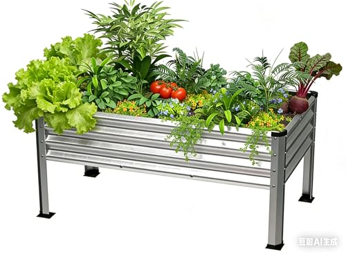 Large Galvanized Raised Garden Bed Outdoor with Legs, Load Capacity 1200LB, 48x26x30in Raised Garden Bed, for Backyard/Patio/Balcony/Gardening/Vegetables Flowers, Sliver - color: Sliver