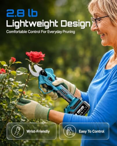 SEESII Electric Pruning Shears, 1.8" Cut Cordless Pruner, 2x4.0Ah Batteries - color: Robin Blue