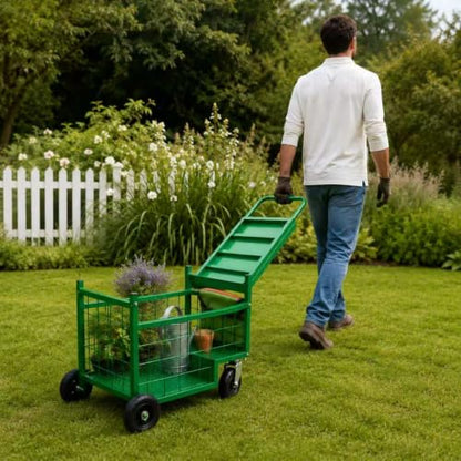 Swivel Wheel Garden Work Seat Upgraded Heavy-Duty Gardening Cart with Portable Gardening Tool Kit Swivel-Wheel Garden Stool Designed for Seniors Ideal for Lawn, Patio, and Outdoor Gardening Scooter