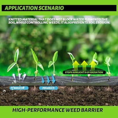 3x50FT Weed Barrier Landscape Fabric Heavy Duty, 3.2oz Durable Geotextile Fabric, Block Gardening Ground Cover Weed Mat, Weed Control Garden Cloth for Landscaping, French Drains, Yard Driveway - size: 3*50