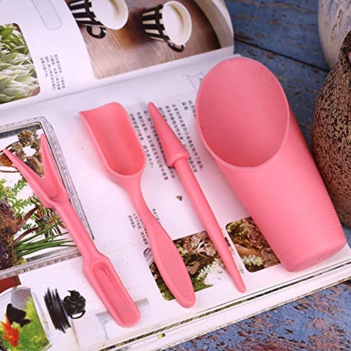 AKOAK 4 Pcs Set Mini Garden Soil Spoon Plastic Planting/Transplanting Garden Tool Set Indoor Mini Garden Plant Care Shovel Soil Cup Bucket Shovel Transplanting Tool