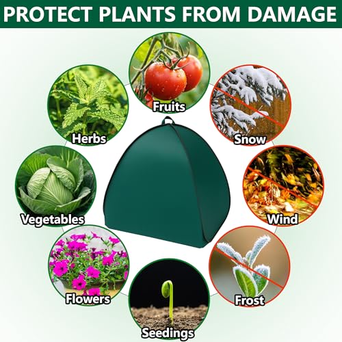 2 Pcs Pop Up Shrub Covers Frost Protection Tent, 22" x 22" x 22" Winter Plant Cover Freeze Protection, Warm Garden Plant Protector Tent for Protecting Outdoor Shrub Fruit Potted Plants from Snow & Ice - color: 22 x 22 x 22 inch