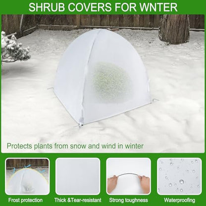 2 Pcs Winter Plant Covers with Stakes, Frost Protection Tent for Shrubs and Bushes , Waterproof, Reusable & Easy Setup , Suitable for Keeping Outdoor Plants Warm in Winter and Sun protection in summer