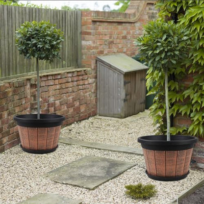 4 Pack 16 inch Plant Pots,Whiskey Barrel Planters with Drainage Holes - size: 16 inch