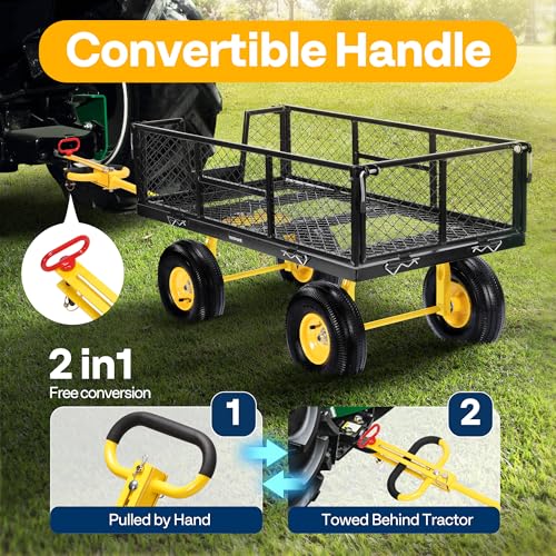 VIVOHOME Steel Garden Cart Heavy Duty 900 LBS 4.5 Cu Ft Utility Wagon - color: Black