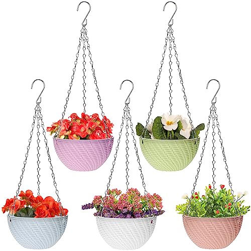 Foraineam 10 Pack Mini Hanging Planters Garden Self-Watering Flower Plant Pot Container Succulent Planter Pots with Hanging Chain
