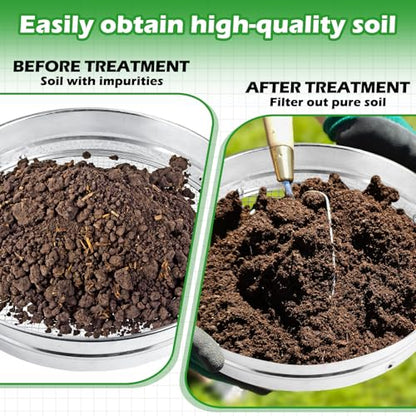 Funnymoom Large Soil Sifter for Gardening with 5 Pcs Compost Screen, Sliver - color: Sliver