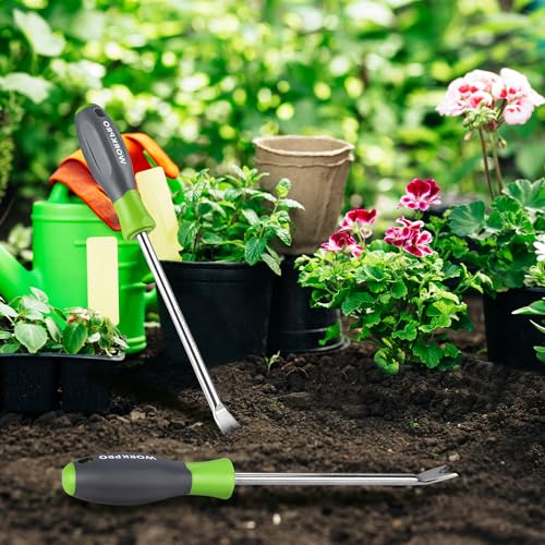 WORKPRO 11.5" Dandelion Weeder Puller Tool with Soft Handle