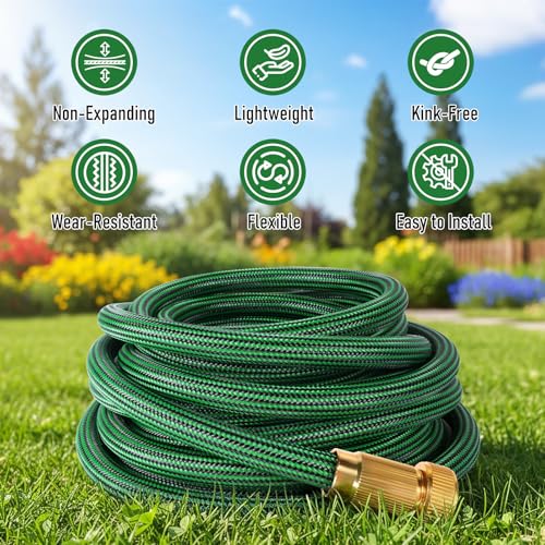 Garden Hose 25 ft, Non-Expanding Lightweight Kink-Free Flexible Water Hose - color: Green, size: 25ft