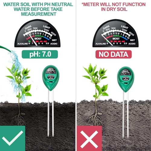 iPower 3-in-1 Soil Moisture/pH/Light Meter, Soil Test kit for Indoor & Outdoor Use, Suitable for House Plants, Garden, Lawn, Farm - size: Round New, style: 1 Pack
