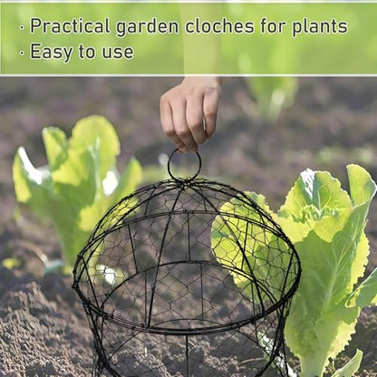 Garden Cloches for Plants 2 Pack Metal Plant Protectors from Animals Chicken Wire Cloche Updated Plant Cages for Outdoor Plants Vegetables Seedlings 13" D x 14" H - style: 2 Pack
