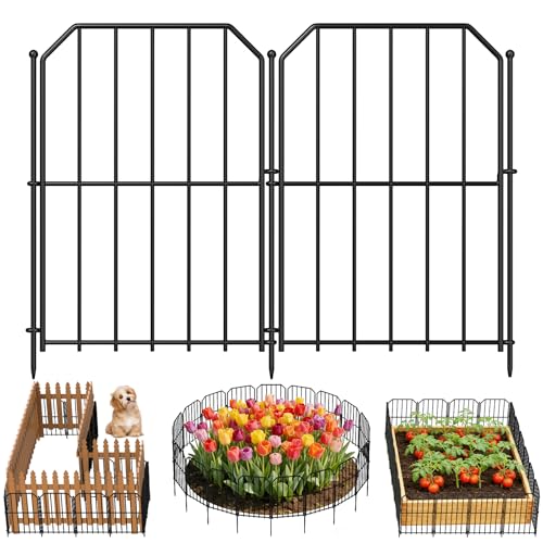 Goovilla Garden Fence, Total 25ft(L) x 24in(H), 25 Pcs, Rustproof Metal - size: Square arch