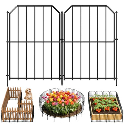 Goovilla Garden Fence, Total 19ft(L) x 24in(H), 19 Pcs, Rustproof Metal - size: Square arch