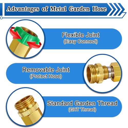 Boltigen Short Garden Hose 2 feet, 2pack 304 Stainless Steel Short Water Hose, Flexible & Lightweight Short Hose with male to Female Metal Connector, 2ft Garden Hose, for Convenient Garden Working - size: 2ft, style: 2 Pack