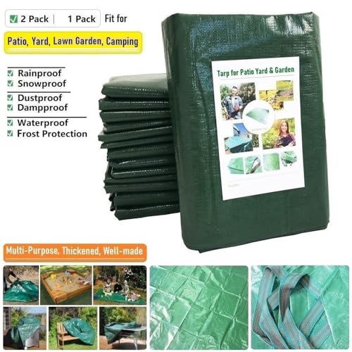 2-Pack 7x7ft Yard Garden Leaf Tarp 4 Handles Waterproof Tarps for Sandbox Cover,Lawn Debris,Yard Waste Tarp,Landscape Pruning,Leaf Hauler,Outdoor Camping Tarps,Tent Footprint,Patio Table,FirePit Cover