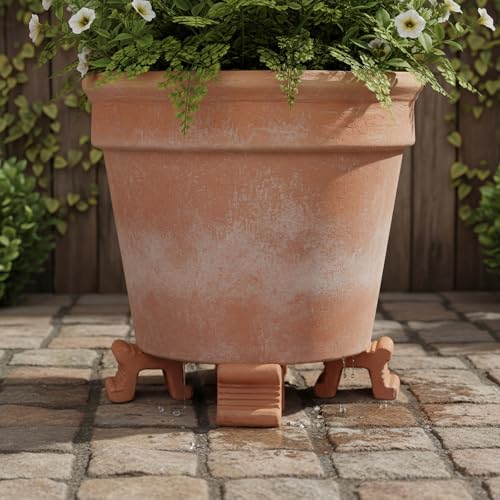 LemonRoad 12 Set Terra Cotta Cement Pot Feet for Outdoor Planters,Brown - color: Terra Cotta