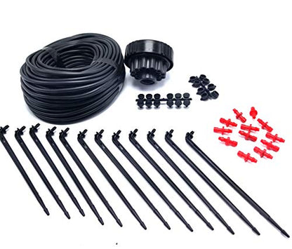 12 Plant Drip Grow Kit - Starter Hydroponics Irrigation Bubbler/Manifold Kit - Includes 100'ft 1/8" Distribution Tubing, Emitter Stakes, Manifold & Plugs (Pots Sold Separately) (1 GPH) - size: 1 GPH