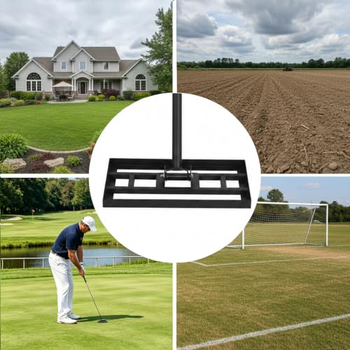 Lawn Leveling Rake, Heavy Duty Adjustable Handle Lawn Leveler Tool - size: 15.7*10inch,5.3FT