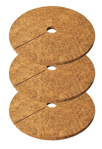 Deepthi 18-Inch Coco Coir Mulch Mats – Pack of 3 Natural Coconut Fiber Discs – Tree Ring Guards, Pot Covers, Sapling Root Protection, Weed Barrier, Moisture Retention for Garden & Potted Plants