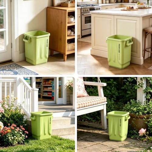 Kitchen Trash Can, Plastic Square Trash bin,8 Gallon,Green