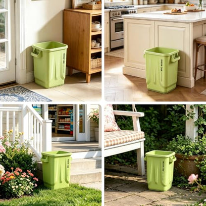 Kitchen Trash Can, Plastic Square Trash bin,8 Gallon,Green