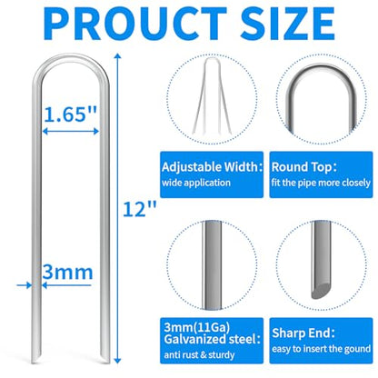 MySit 12 Inch 25 Pack Heavy Duty U Shaped Garden Stakes - size: 12 Inch