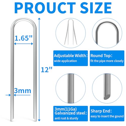 MySit 12 Inch 25 Pack Heavy Duty U Shaped Garden Stakes - size: 12 Inch