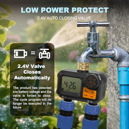 ANDOLL HOME Water Timer for Garden Hose - 2 Zone Timed Sprinkler with Rain Delay/Manual Watering/Automatic Irrigation Programmable Faucet Timer for Yard Lawn (1, Grey) (1, Black-Yellow) - color: Black-yellow