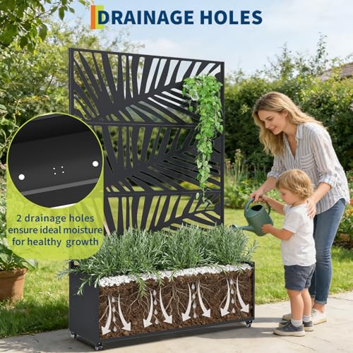 Garvee 71"x47"x16" Metal Planter Box with Trellis for Climbing Plants Vines - color: Parallel, size: no Wheel
