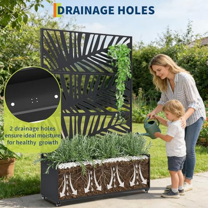 Garvee 71"x47"x16" Metal Planter Box with Trellis for Climbing Plants Vines - color: Parallel, size: no Wheel