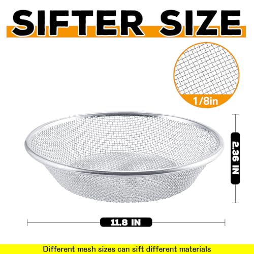 Sifter.Size 1/8" Mesh Soil Sifter Sieve - Heavy Duty Galvanized Screen for Compost, Dirt, Rocks, Gravel & Garden - Fits 5 Gallon Bucket, Rust-Resistant - Composting & Sifting Tool - style: 1/8 In