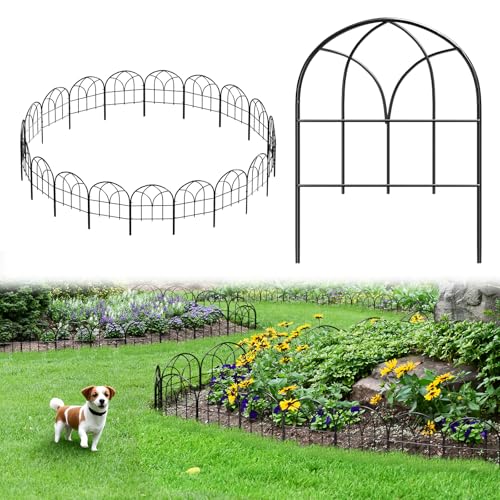 Decorative Garden Fence, 20 ft No Dig Flower Bed Border, 19 Pack - size: 19 Arched Panels-20ft(L)x16.54in(H)