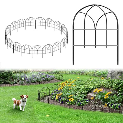 Decorative Garden Fence, 20 ft No Dig Flower Bed Border, 19 Pack - size: 19 Arched Panels-20 ft (L) x 16.54 in (H)