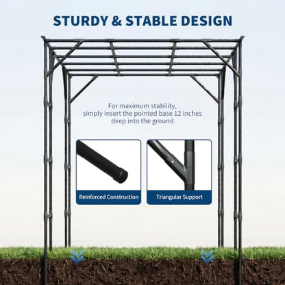Garvee Metal Garden Arch Trellis for Climbing Plants Outdoor - color: Black-94"L*78"W*114"H