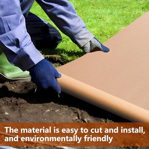 DECOHS 3 x 100 Ft Biodegradable Paper Weed Barrier- Heavy Duty Biodegradable Garden Bed Grass- Garden Paper Weed Control Barrier Weed Grass Blocker for Outdoor Garden Lawn - color: 3x100ft
