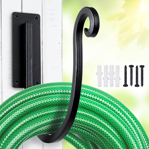 Hose Holder Wall Mount: 8 Inch Metal Heavy-Duty Garden Hose Hanger Outdoor - color: A-1PC