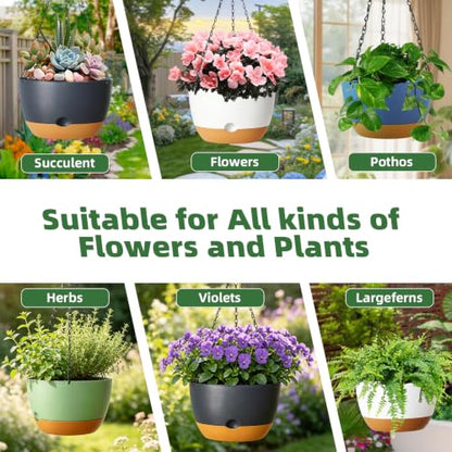 Hanging Planters, 4 Pack, Self-Watering, 7.5 Inch, Green - color: Green, size: 7.5 Inch