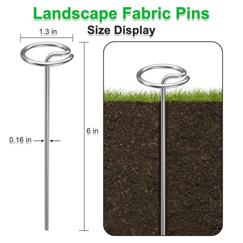 120 Pack 6 Inch 8 Gauge Landscape Staples – G-Shaped Heavy Duty Garden Stakes, 4.0mm Galvanized Ground Anchors, Sharp Beveled Tip for Weed Barrier Fabric, Erosion Control, Artificial Grass & Hard Soil - size: 6 in 120 PCS