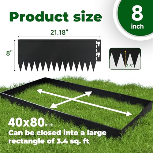 Metal Lanscape Edging 20“ L * 8” H Strips Black Steel Edging 12pcs - size: 8 inch
