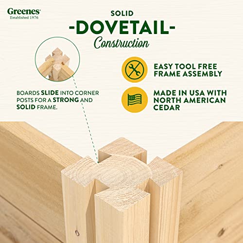 Greenes Fence Premium Cedar Raised Garden Bed, 4' x 4' x 10.5" (3/4" Thick) - Made in USA with North American Cedar - size: 4' W x 4' L x 10.5" H (1-Pack)