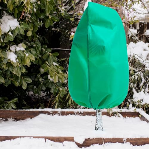 Homimp Plant Covers Freeze Protection, 4 Pack Frost Covers with Zipper Drawstring (31.5" x 47.3") Plant Protection Cover Bags for Outdoor Winter Frost Cold Weather Shrubs Trees Jacket Covers(Green) - size: 31.5"W x 47.3"H