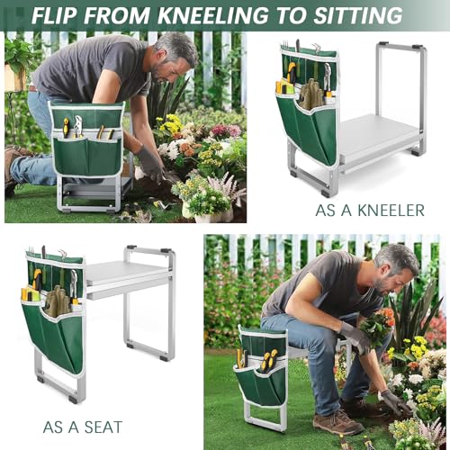 Garden Kneeler and Seat, 10.2" Wider Heavy Duty Thick for Kneeling and Seat - color: Grey